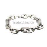 Silver Fashion 316L Stainless Steel Curb Chain Bracelet thumbnail-1