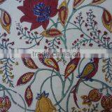 Flower Bird Vanilla Cotton Hand Block Printed Cotton Tablecloth thumbnail-2