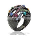 Kingman Fancy Color Crystal Beads O Ring New Engagement Wedding Ring thumbnail-4