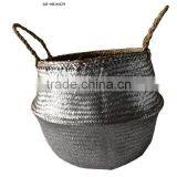 Silver folding bag New style 2016-beach straw bag