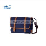 ERKE mens old school vintage leather and canvas shoulder messenger bag with long strap form china