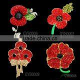 2015 New Rhinestone Crystal Flower Rhinestone Alloy Poppy Brooch