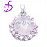 Attractive Newest Style Pendant 925 Sterling Silver Big Pink Stone Pendant thumbnail-1