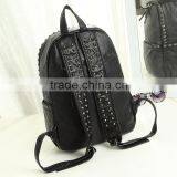 2016 Most Popular Wicker Zipper Waterproof Backpack and Rivets Shoulder Bag thumbnail-3