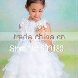 Lovely White Sleeveless Knee Length Custom Made Vestidos Girl Dress for Wedding Ball Gown FG020 Flower Girl Dress Patterns thumbnail-3