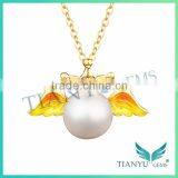 18 k Gold Angel Pearl Pendants Charms Necklace Jewellry thumbnail-2