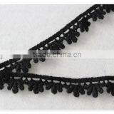 New Design 1.4cm Width Narrow Black Lovely Flower Scallop Cotton Crochet Lace Trims thumbnail-3