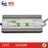 single output type 24v led transformer ip67 80w IP67 power supply
