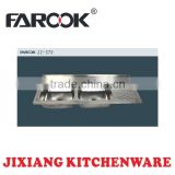 JZ-370 120*50cm double bowl stainless steel sink with drainboard