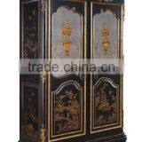 Antique Design Chinese Style Hand Painted Solid Wood Two Doors Wardrobe thumbnail-1
