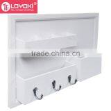 Entryway Multi Function Wood Organization Board With Pockets and Key Hooks Floating Wall Shelf With Mail Holder thumbnail-2