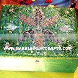 Green Color Zari Embroidery Jewelry Box thumbnail-1