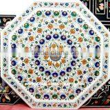 White Marble Pietra Dura Dining Table Top thumbnail-1