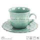 Ceramic Embossed Cup and Saucer High Quality Embossed Cup and Saucer thumbnail-2