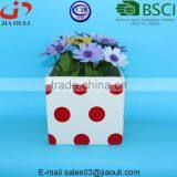 Glazed White With Red Polka Dots Ceramic Pot Plant White Square Cube, Pot Plant White thumbnail-2