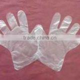 Cheap disposable blue/white PE safety glove for food industry