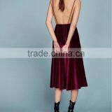 Sexy Low V-neckline Velvet Fabric Spaghetti Straps Cocktail Dress With Open Back Evening Party Gown 2016 HSD5799 thumbnail-4