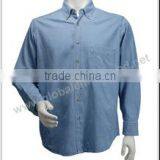 OEM Custom Mens Denim Stand Collar Shirts WM-002 thumbnail-1