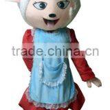 Sheep With Blue Aprons Mascot Costume thumbnail-1