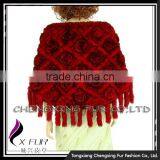CX-B-23B Wholesale Ladies Fashion Rex Rabbit Fur Poncho Shawl/ Clothes Womens thumbnail-2