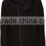 Long Sleeve Hoodie Structural Wire at Hood Perimeter Asymmetrical Zip Closure Welt Side Pockets Rib Knit Cuffs and Hem thumbnail-1