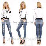 Hot Sale Brand Name Super Outwear Coat Customized Color Block Hem Jacket for Women thumbnail-1