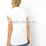 Women White Tshirt With Short Sleeves for Wholesale thumbnail-3