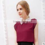F20038B Hot Selling High Quality Short Sleeve Women Chiffon Shirt thumbnail-1