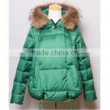 2015 New Design Short Ladies Black Designer Coat With Hoody thumbnail-2