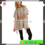 Oversized Half Sleeve Sweater Women With Hood and Drawstring Along the Side thumbnail-1