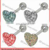 Fashion Heart Shaped Flat Rhinestone Tongue Ring Body Piercing Jewlry thumbnail-1