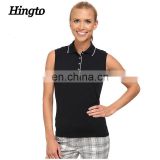 ladies high quality black sleveless golf polo t-shirts china manufacturer