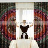 Indian Latest Green Floral Mandala Wall Drapery Curtain Set Cotton Boho Drapes Window Decor Curtain Set thumbnail-1