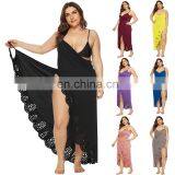 LAITE D2119 Women Hollowing Out Casual Dresses Women Plus Size Dress Ladies Beach Smock thumbnail-1