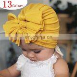 INS Fashion Baby Girls Turban Hat Triple Bows Headwrap Soft Cotton Bowknot Baby Turban With Three Knot Bows thumbnail-2