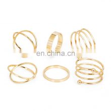 2017 Hot unique set of rings punk fist gold for women ring finger 6 pcs. best selling