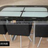 Modern Glass Dinning Tables and pu 6 Chairs Set thumbnail-3