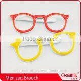 Fashion Colored Decoration Glass Shape Men's Metal Suit or Tie Brooch thumbnail-1