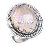 RAINBOW MOONSTONE RING ,WHOLESALE SILVER JEWELRY,SILVER EXPORTER,SILVER JEWELRY FROM INDIA thumbnail-1