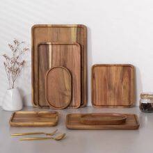 Wooden Tray Breakfast Tray Snack Fruit and Dried Fruit Tray Acacia Wood Dessert Tray thumbnail-3