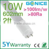 Cheap price High brightness LED tube smd2835 2ft 10w with full plastic shell