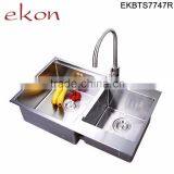 Top Mount Double Bowl Customized Desig Handmade Stainless Steel Sink Kitchen thumbnail-6