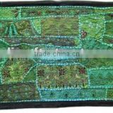 Christmas green Handmade Embroidered Wall Hanging Tapestry with Tribal indian patchwork runner