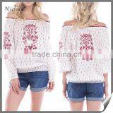 New Casual Daily Autumn off Shoulder Latest Fashion Blouse Design