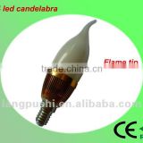 E14 flame tip led candelabra bulbs , Dimmable