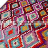 Red Orange Turquoise Yellow Kilim Rug - Colorful Vintage Handmade Rug thumbnail-2