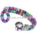 Handmade Women's Glass Gem Butterfly Cuff Bangle Wristband Snap Button Bracelet thumbnail-6