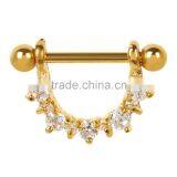 Titanium Plated Nipple Bar Multigem Nipple Jewelry thumbnail-1