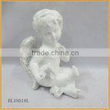 Indoor Sitting Shape Resin Angel Figurine With Wing Wholesale