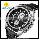 WJ-5534 Leather Strap Stainless Steel Back With Calendar Water Resistant Men Megir Hand Watch thumbnail-6